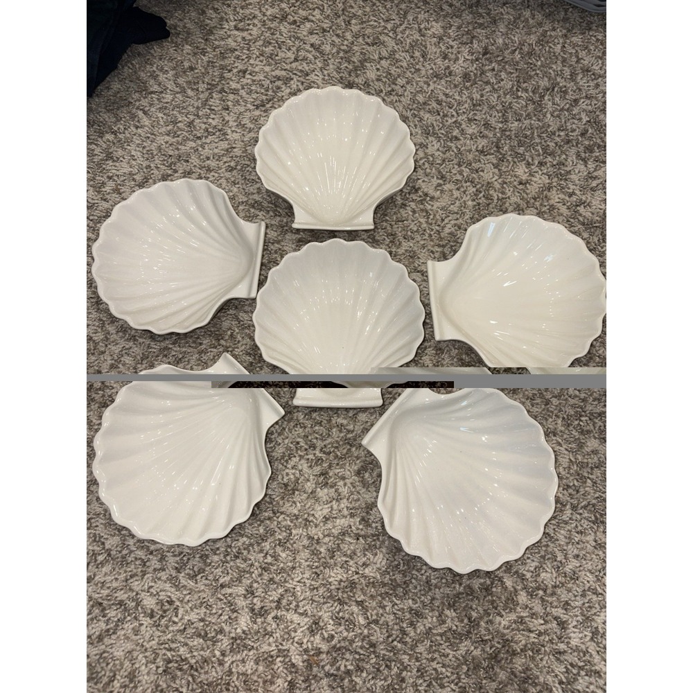 6 Vintage Sea Shell Bowls Bake Serve Candy Clams Coastal Core Trinket Dishes